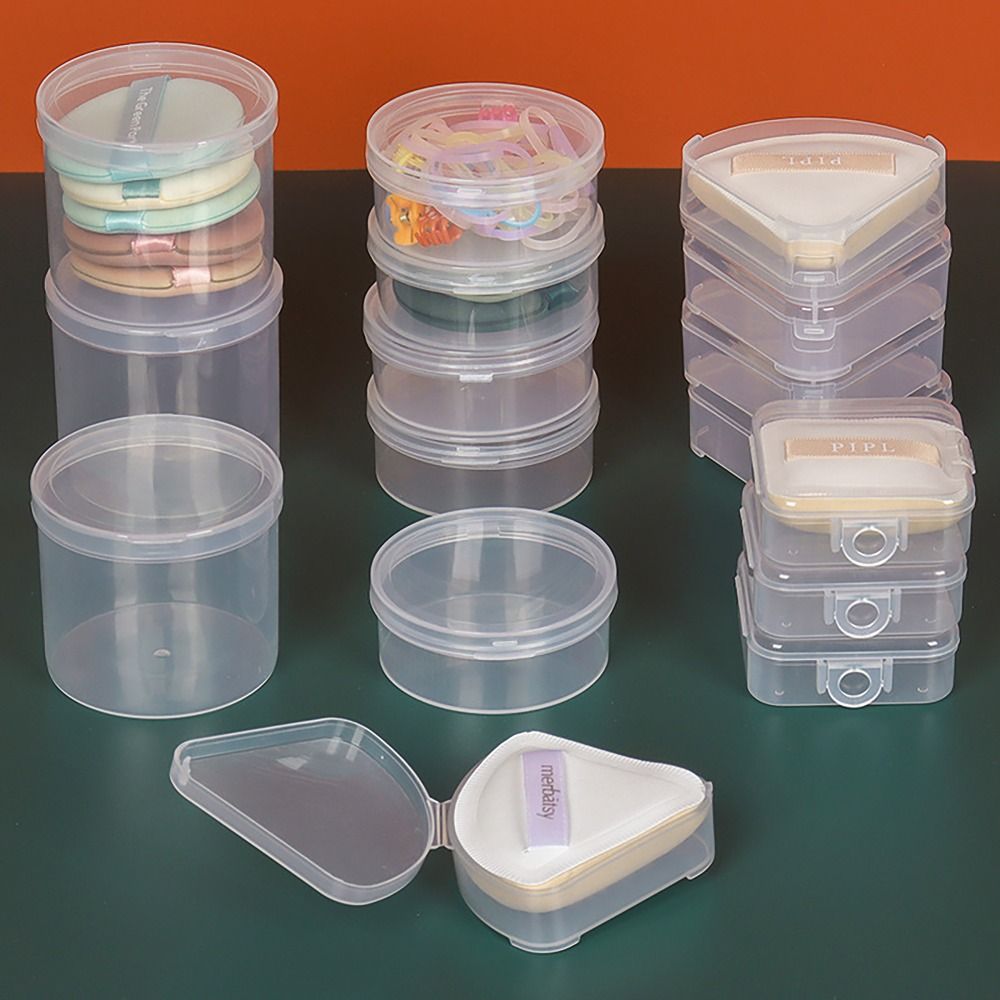Cloth Pad Reusable - 1Pcs Transparent Powder Puff Box Makeup